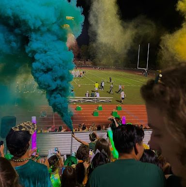 View from the student section as the smoke bombs went off in support of our varsity football team.
