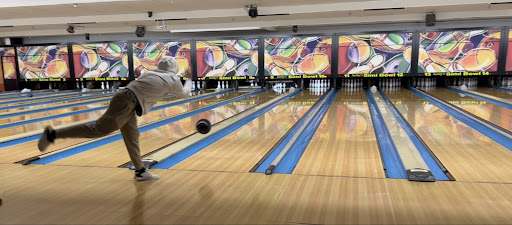 Sophomore Austin Sandifer throwing a strike in class at Harley Simi Bowling Alley.

