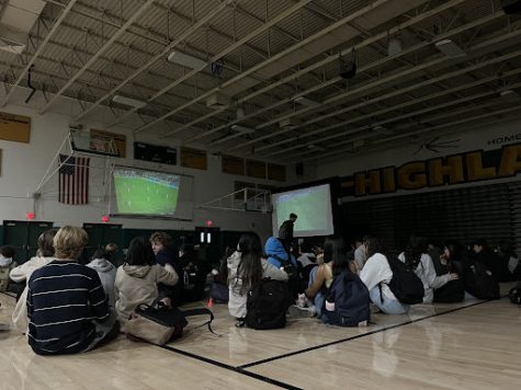 On November 29, students sat around the gym, during lunch rooting for Team USA during the the game against Iran.


