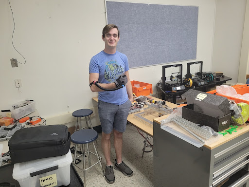 Senior Eric Smith showcasing his science fair project.