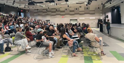 Students and parents gathered at the new MPR/Theater for the 2023 Parent Night.