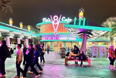 Flo Café, where many seniors ate dinner, after going on the "Cars" ride.