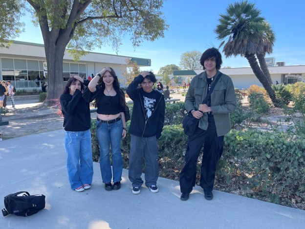 An expressive club full of different arts of punk rock and metal music. Club members Justin Aguirre, Natalie Perez, Mike Beatty, and Arden Perez-Stackhouse.