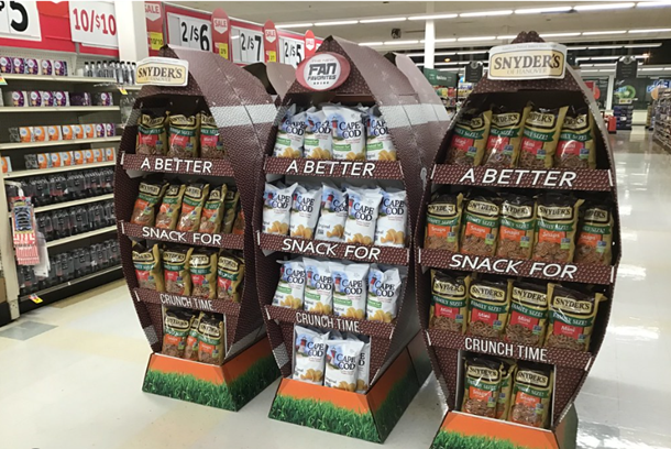 Target was set up with football themed shelves for the Super Bowl.