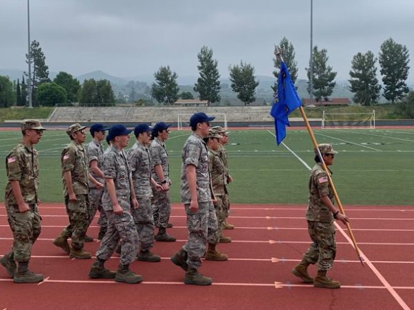 AFJROTC marching to their particular song during the event.