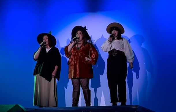 Nikki Hatfield, Bethany Spielman, and Ashyln Cunningham performing I Put a Spell On You (“Hocus Pocus”) in memory of beloved Emma Jakobi.
