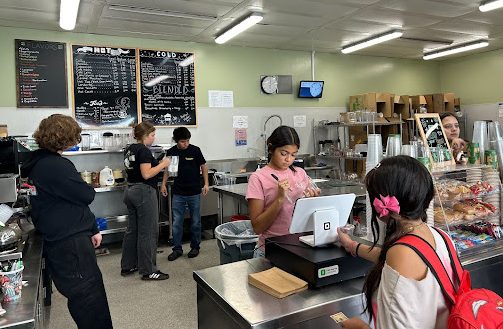 The cafe is a busy place during lunch.