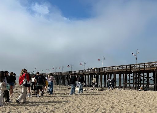 Students finding the perfect spot to relax on Ventura Beach. 