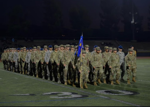 AFJROTC in formation to salute to the veterans.