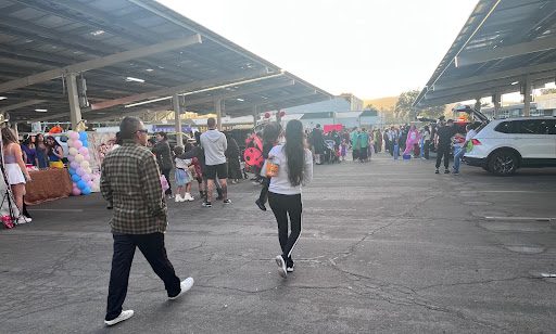 Parents and families attending Trunk or Treat.