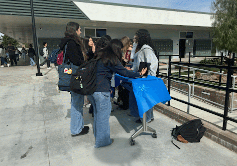 Students line up to cast their votes on Election Day.