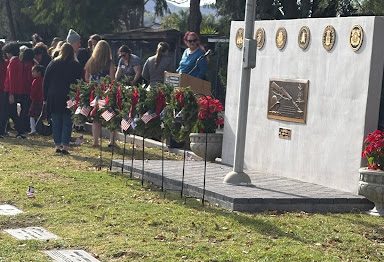 Wreaths placed by cadets.