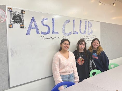 Vice President, Sophia Cano, Secretary Sydney Crets and Club President Krystal Waters invite students to join the ASL Club every Tuesday at lunch.