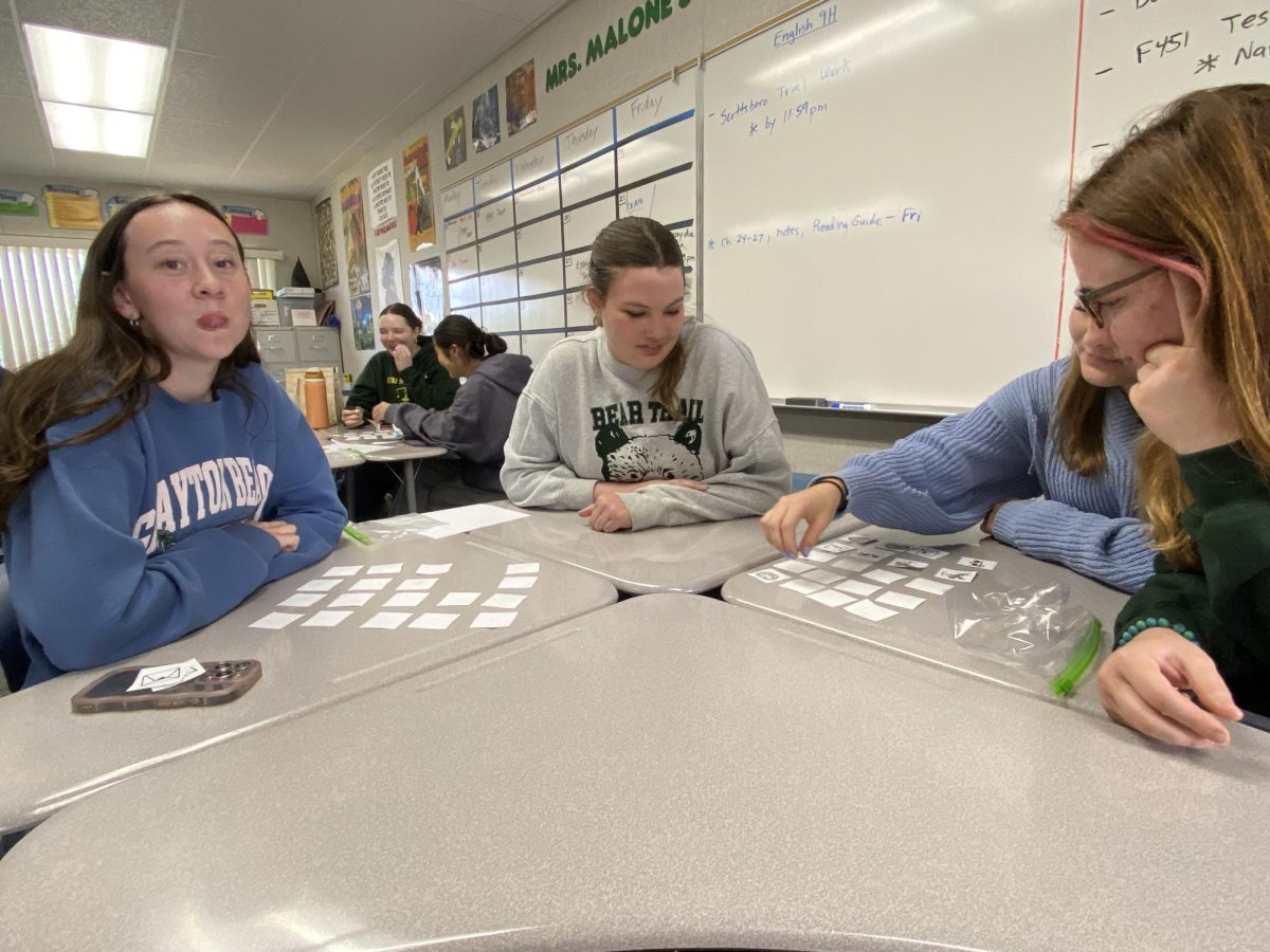 Students enjoying a Valentine's themed matching game.