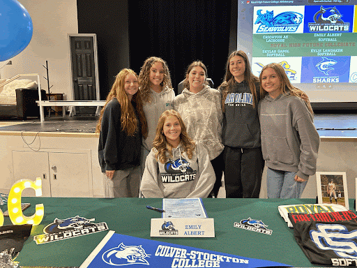 Emily Albert and friends celebrate her signing with Culver Stockton College. 